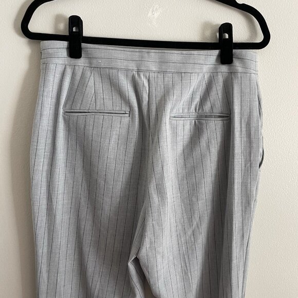 Ann Taylor Women 6 Gray Striped High Rise Bi-Stretch The Side Zip Straight Pant - Picture 7 of 10